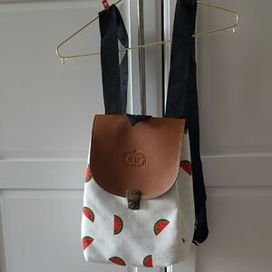 GIRLS K D Vintage half Watermelon designs. White Background With Brown Top